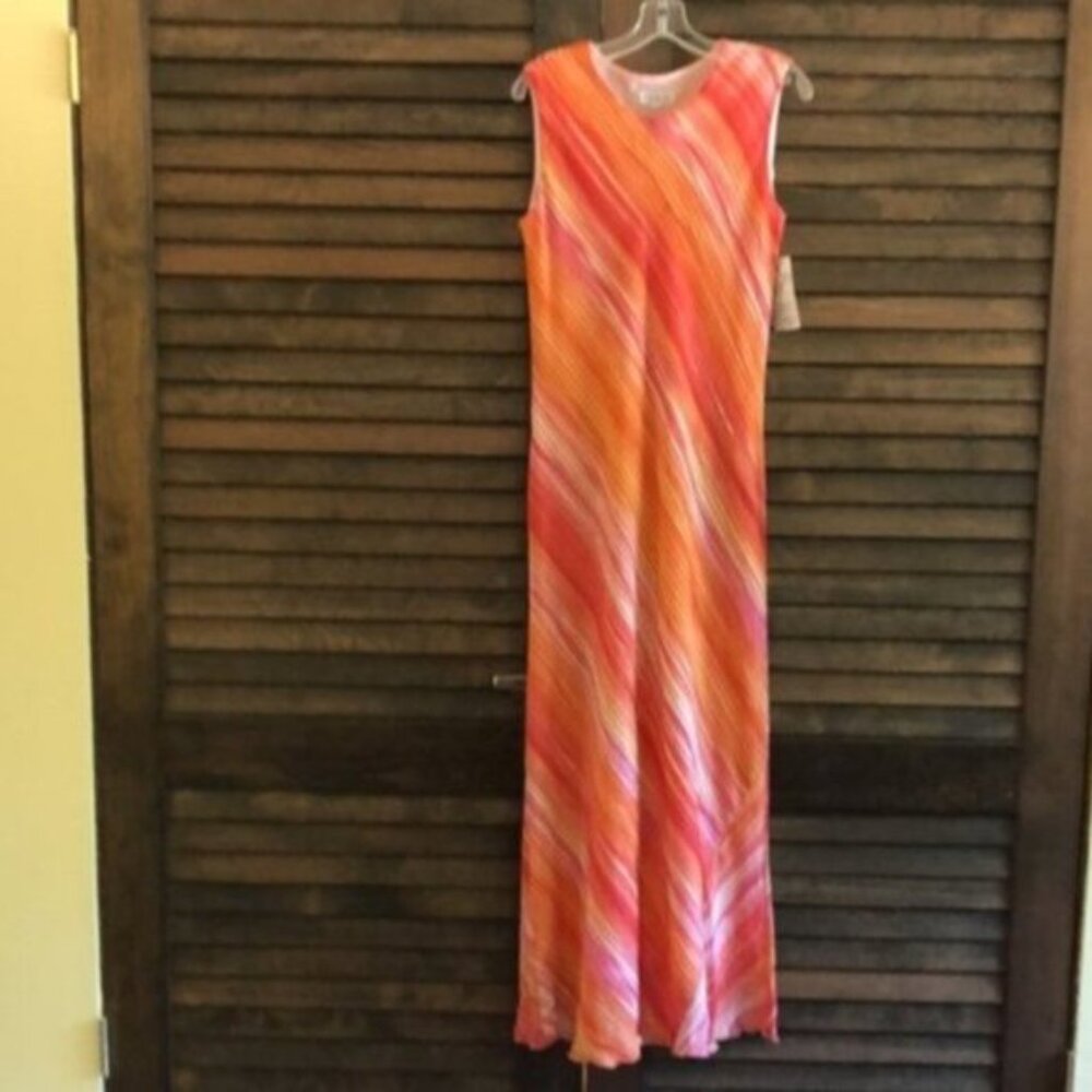 Striped Orange and Pink Maxi Dress with Jacket - Picture 13 of 13